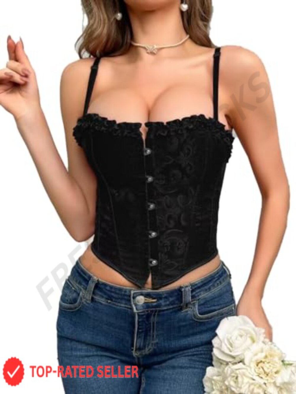 Lace Bustier Corset Crop Top Spaghetti Strap Going Out Top